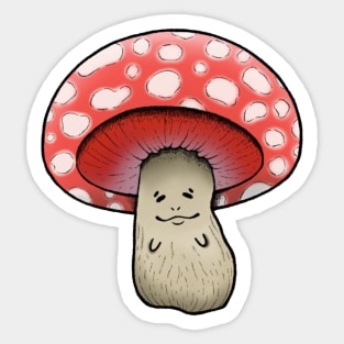 Cute cottage core mushroom man Sticker